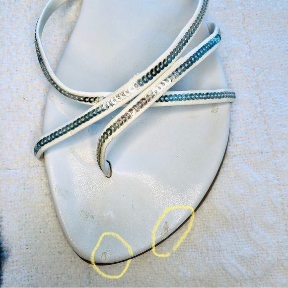 Sanabella Sandal White Silver Sequin Strap Flip Flop Italian Made size 8 US 38EU - Picture 15 of 15